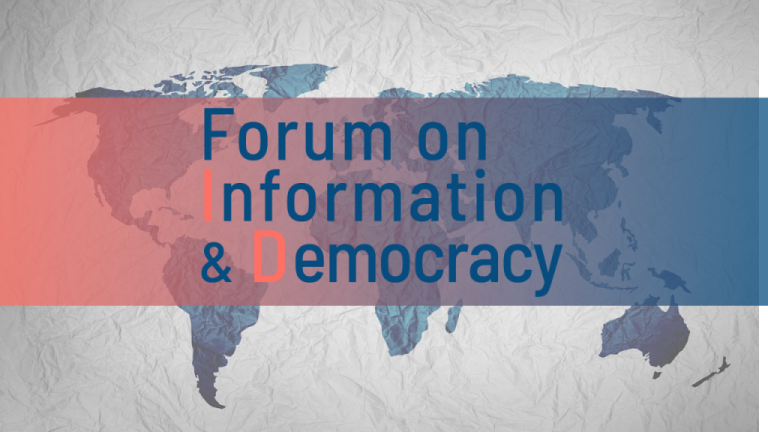 Forum on Information & Democracy plano de fundo e logotipo.