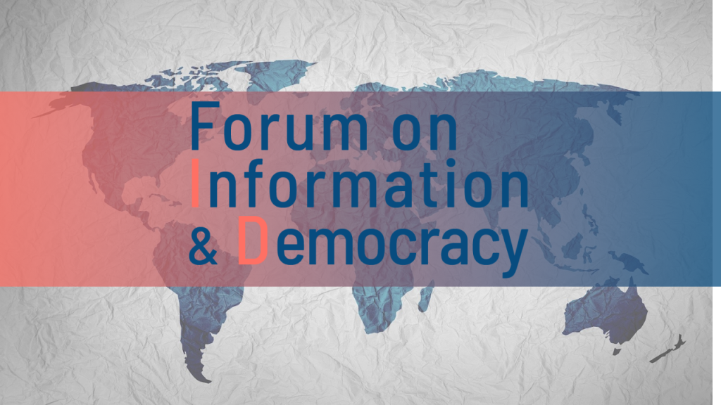 Forum on Information & Democracy background and logo.